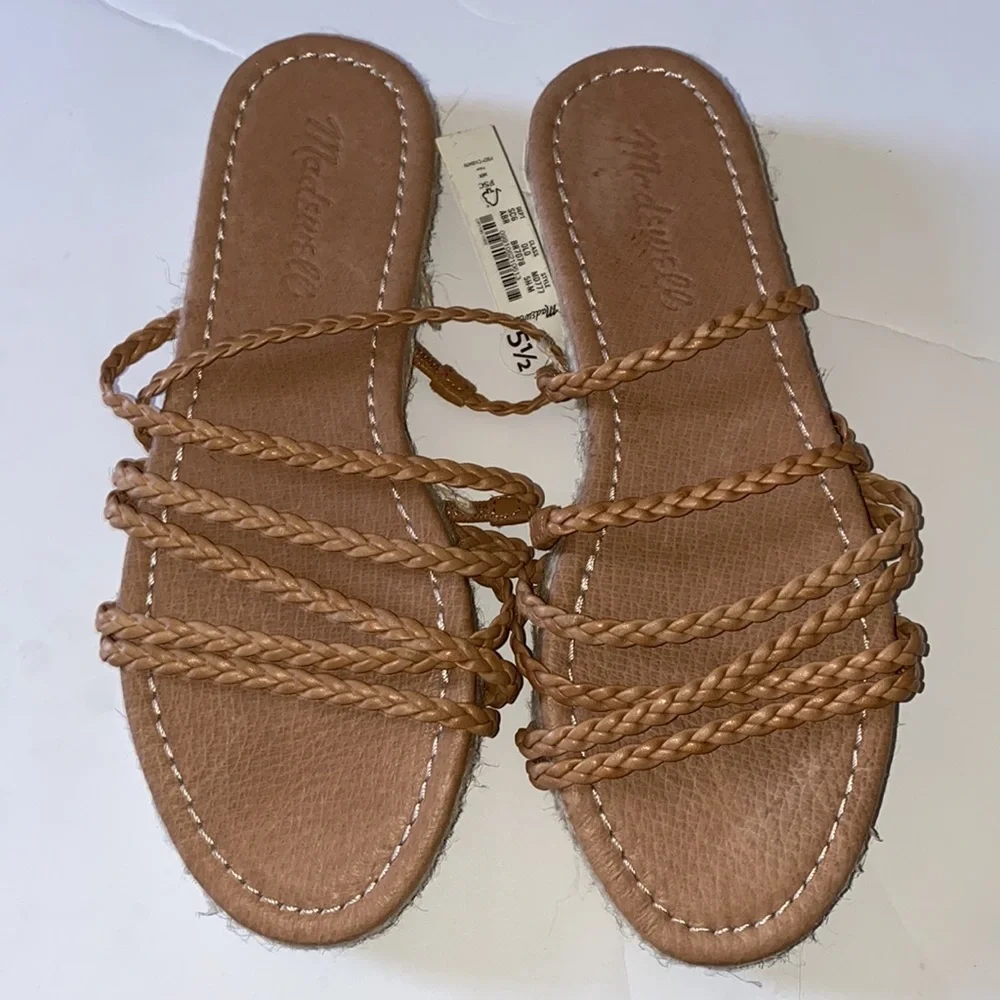 Madewell The Kathryn Espadrille Slide Sandal in Leather